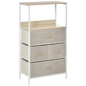 Cómoda com 4 gaveta 58x29x103 cm tecido não tecido, aço e mdf color gris