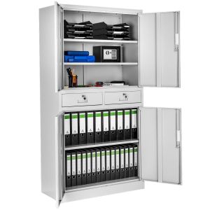 Tectake armário arquivo aço, 180 x 80 x 40 cm, 2 gavetas