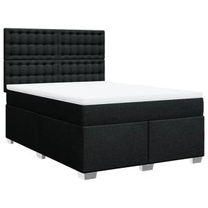 vidaXL cama box spring con colchón tela negro 160x200 cm