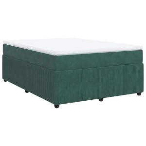 vidaXL cama box spring con colchón terciopelo verde oscuro 140x200 cm