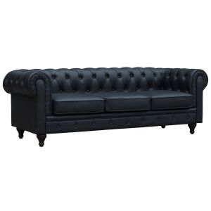 Canapé fixo chesterfield "aliza" - 208 x 82 x 70 cm - 3 lugares - branco