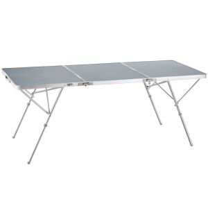 Mesa dobrável de alumínio com asa de transporte 180 x 70 x 70 cm prata