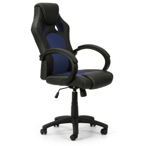 Cadeira de escritório elevatória e reclinável hamilton, color preto/azul