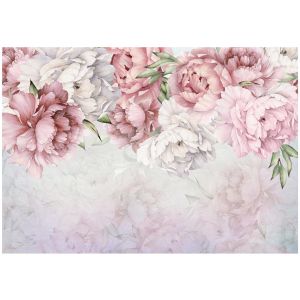 Papel pintado flores peonías 300x210 fotomurales dormitorio tnt