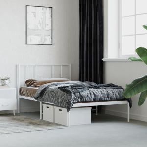 Cama com cabeceira 90x200 cm metal branco pt5529