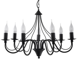 Candelabro menorá 7 preto aço 60x80x60cm