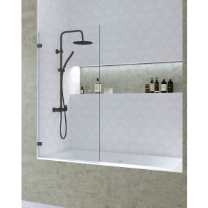 Rede da banheira frontal com porta dobrável | preto mate transp de 85cm