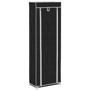 vidaXL zapatero de tela con cubierta negro 57x29x162 cm