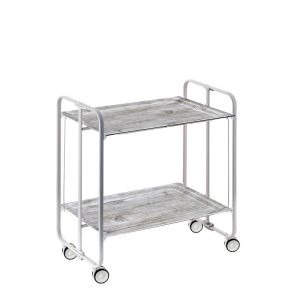Carrinho de serviço dobrável bauhaus, armação de metal cinza, 2 bandejas