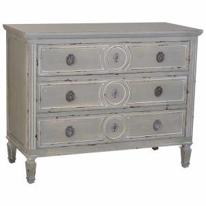 Cómoda em madeira com 3 gavetas cinzenta 102x46x80h cm