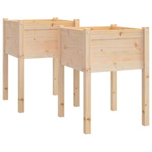 Jardineras 2 unidades madera maciza de pino 50x50x70 cm