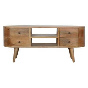 Artisan furniture móvel de tv arredondado em madeira maciça, castanho