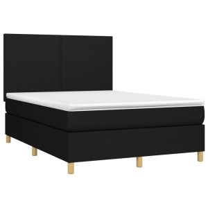 vidaXL cama box spring con colchón tela negro 140x190 cm