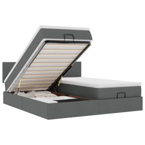 vidaXL estructura cama otomana colchones tela gris oscuro 200x200cm