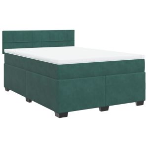 vidaXL cama box spring con colchón terciopelo verde oscuro 140x200 cm