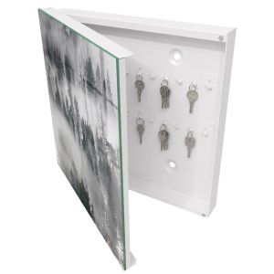 Caixa para chaves decorativa 30x30x5, abertura à esquerda branca