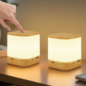 Nettlife candeeiro de mesa LED madeira 9.8x9.8