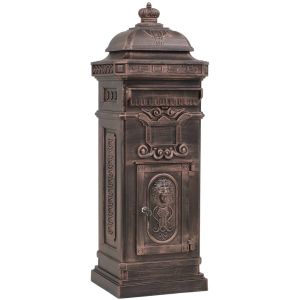 Caixa correio coluna estilo vintage alumínio inoxidável bronze