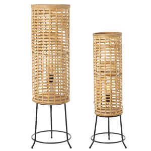 Conjunto de 2 luminárias de chão em bambu 1xE27, máxima de 60w