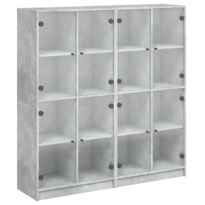 vidaXL estantería con puertas madera de ingeniería gris 136x37x142 cm