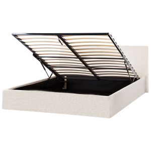 Sommier com arrumação orbey bouclé branco creme 140 x 200 cm