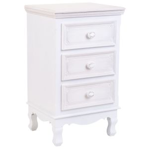 Mesa de apoio de madeira com 3 gavetas branco 41x33,5x68