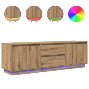 Móvel de tv - helloshop26 - carvalho artesanal - 160,5x41x50 cm - LED rgb a