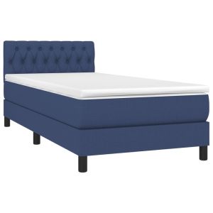 vidaXL cama box spring con colchón tela azul 90x200 cm
