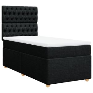 vidaXL cama box spring con colchón tela negro 80x200 cm