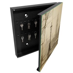 Caixa de chaves de parede decorativa 30x30x5, abertura à direita tulup