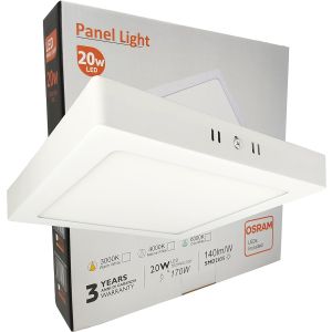 Plafond LED quadrado 20w 2000lm luz de superfície osram - luz natural 4000k