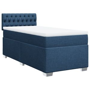 vidaXL cama box spring con colchón tela azul 90x190 cm