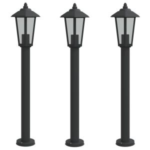 Lampadários de exterior 3 pcs 80 cm aço inoxidável preto 02_0042553