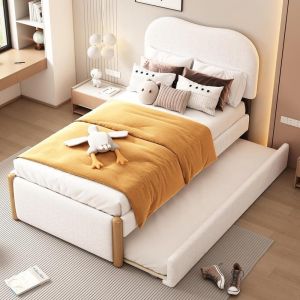 Cama com cama de gavetão e estrado de ripas 90x200cm, branca