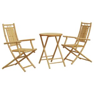 vidaXL juego de mesa y sillas de jardín 3 piezas bambú