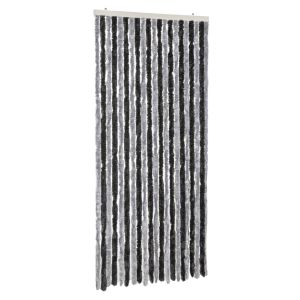 Cortina anti-insetos 90x200 cm chenille cinzento e preto