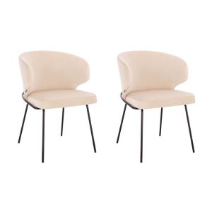Silla de comedor de terciopelo amara - lote de 2 beige