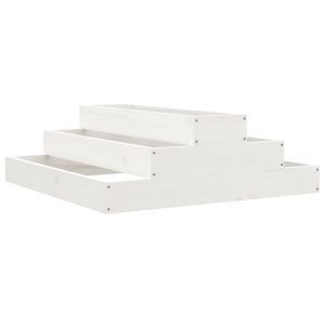Jardinera de madera maciza de pino blanco 80x80x27 cm
