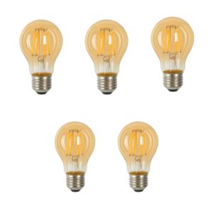 Pack x5 lâmpada LED a60 E27 filamento 4w 460lm. Luz quente 2700k