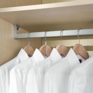 Emuca lote de 2 calhas de armário silk de 0,75m com suportes, alumínio e