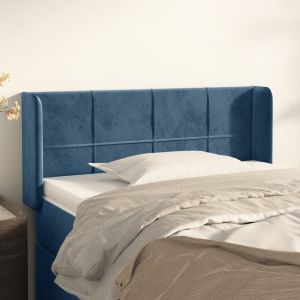 Cabeceira de cama c/ abas veludo 83x16x78/88 cm azul-escuro ptob5042