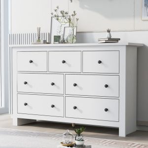 Aparador multifuncional 7 gavetas branco 89x152x40cm