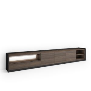 Móvel de tv, 310x37x50cm, carvalho escuro e preto, LED rf4903