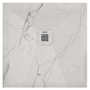 Ondee - base de duche nola 3 - cortável - 90x90 - mármore branco - batoque