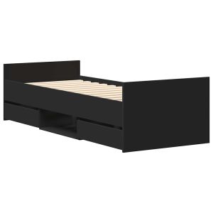vidaXL estructura de cama con cabecero piecero negro 90x200 cm