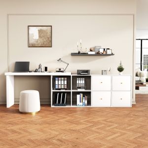 Secretária giratória em l com arrumação mdf branco 78x140x48cm