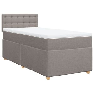 vidaXL cama box spring con colchón tela gris taupe 90x190 cm