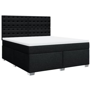 vidaXL cama box spring con colchón tela negro 180x200 cm