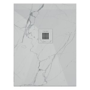 Ondee - base de duche nola 3 - cortável - 70x90 - mármore branco - batoque