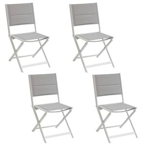 Conjunto de 4 cadeiras dobráveis ​​de jardim allure cinzentas e brancas